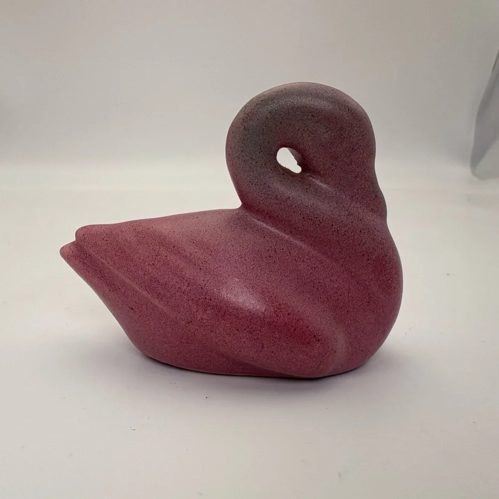 Vintage Pink Ceramic Small Swan Figurine